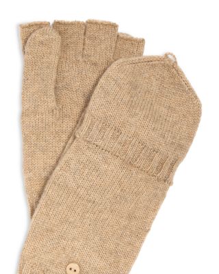 Ribbed Knit Cashmere Pop Top Mittens - Exclusive