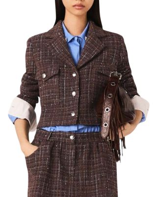 Sequin Tweed Crop Jacket