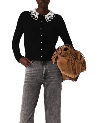 Embellished Collar Cardigan Sweater