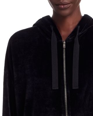 Velour Zip Front Hoodie
