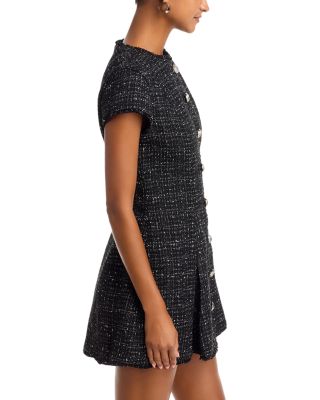 Speckled Tweed Pleated Mini Dress