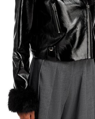 Camryn Crinkled Faux Leather Moto Jacket