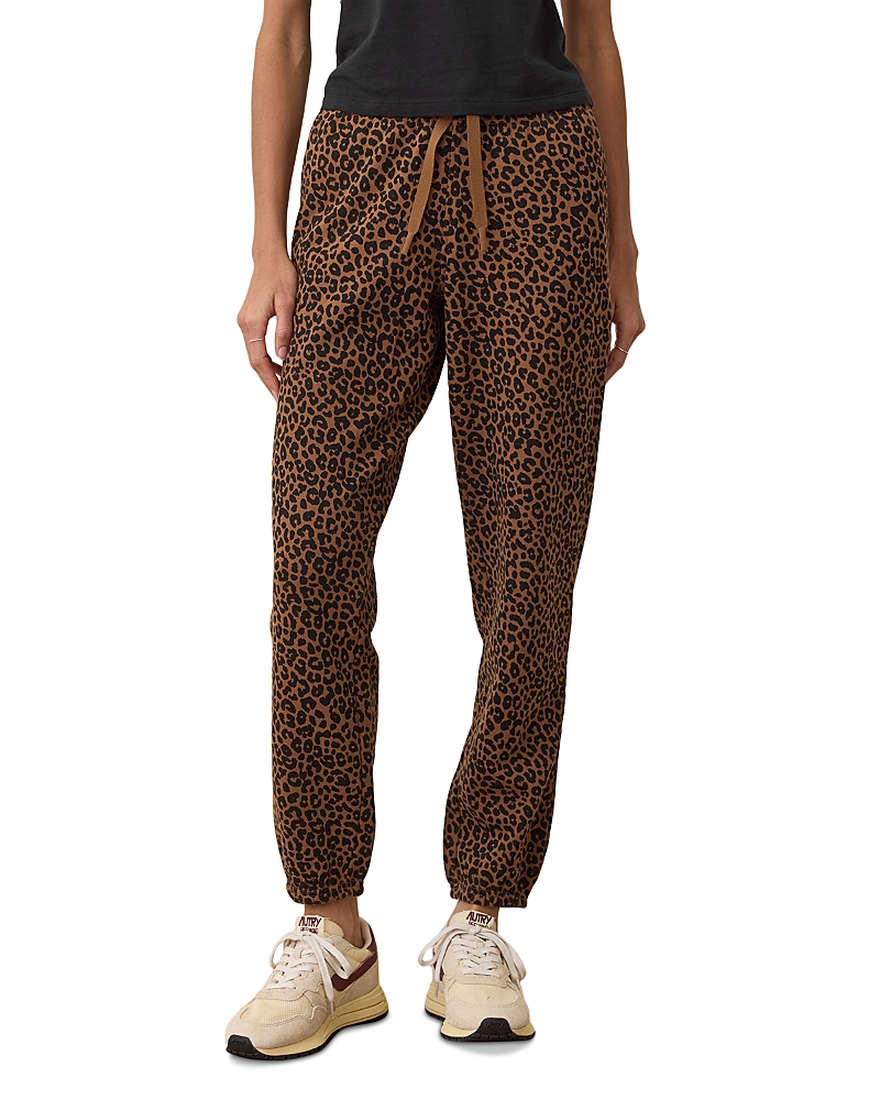 Marine Layer Cloud 9 Fleece Leopard Print Sweatpants In Brown