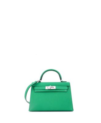 Kelly 20 Handbag Green Chevre Mysore with Palladium Hardware