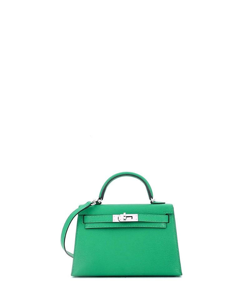 Pre-owned Pre-owned Hermes  Hermes Kelly 20 Handbag Green Chevre Mysore With Palladium Hardware