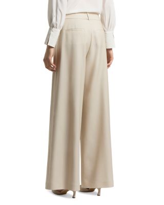 Wool Mid Rise Wide Leg Pants