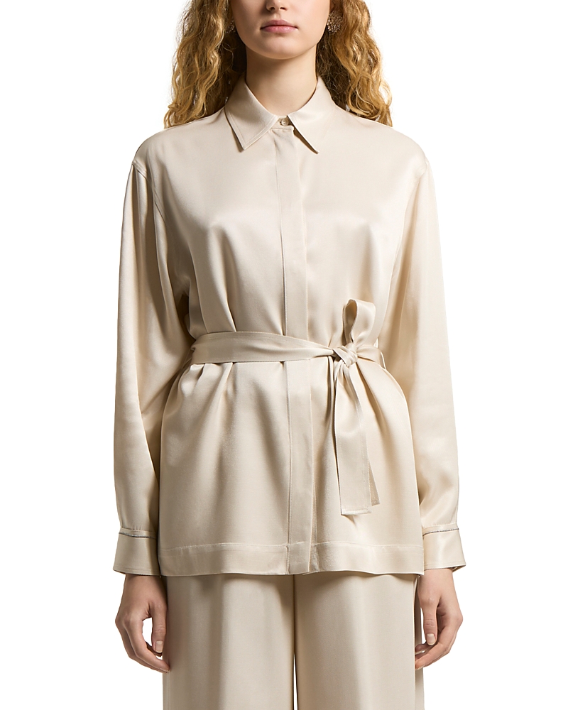 Peserico Belted Long Sleeve Blouse