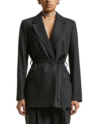Notch Collar Belted Blazer