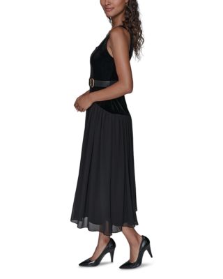 Velvet &amp; Chiffon Midi Dress