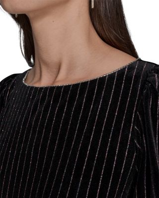 Velvet Pinstriped Midi Dress