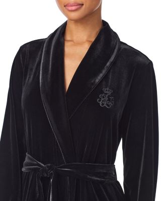 Long Sleeve Velvet Shawl Collar Long Robe