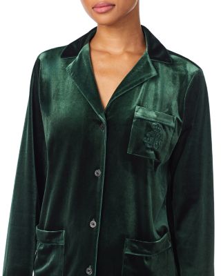 Velvet Long Sleeve Notch Collar Long Pants Pajama Set