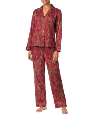 Long Sleeve Notch Collar Long Pants Pajama Set