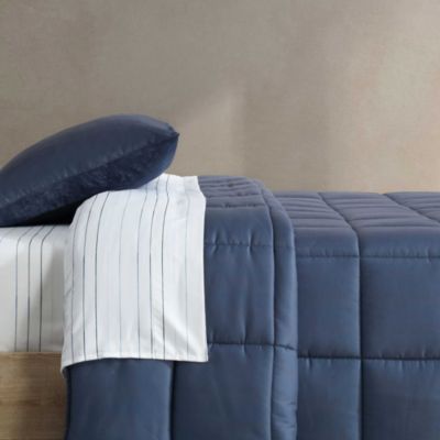 Solid Washed Reversible Plush 5 Piece Comforter Set, Twin/ Twin XL