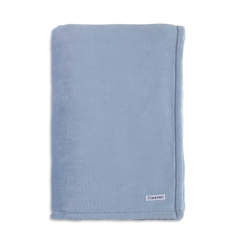 Calvin Klein Core Plush Solid Bed Blanket, Queen In Blue