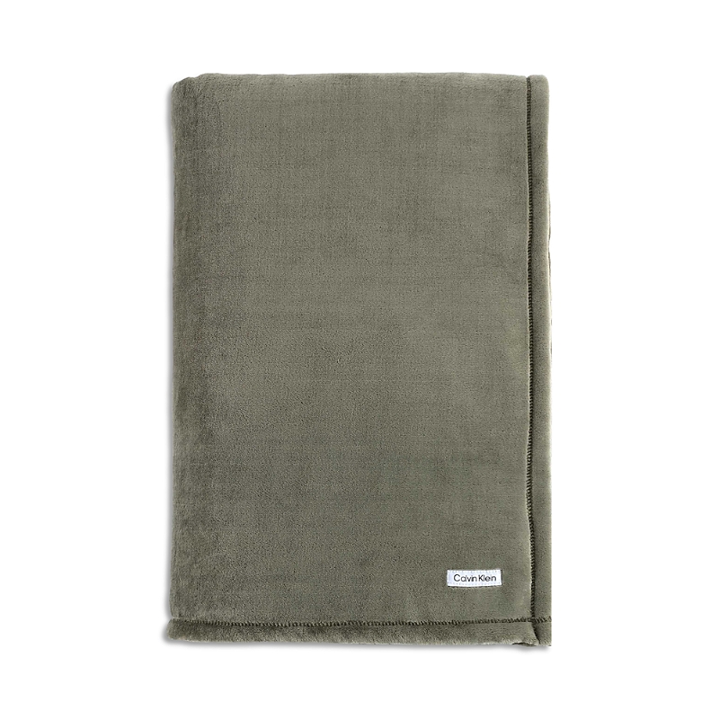 Calvin Klein Core Plush Solid Bed Blanket, Queen In Green