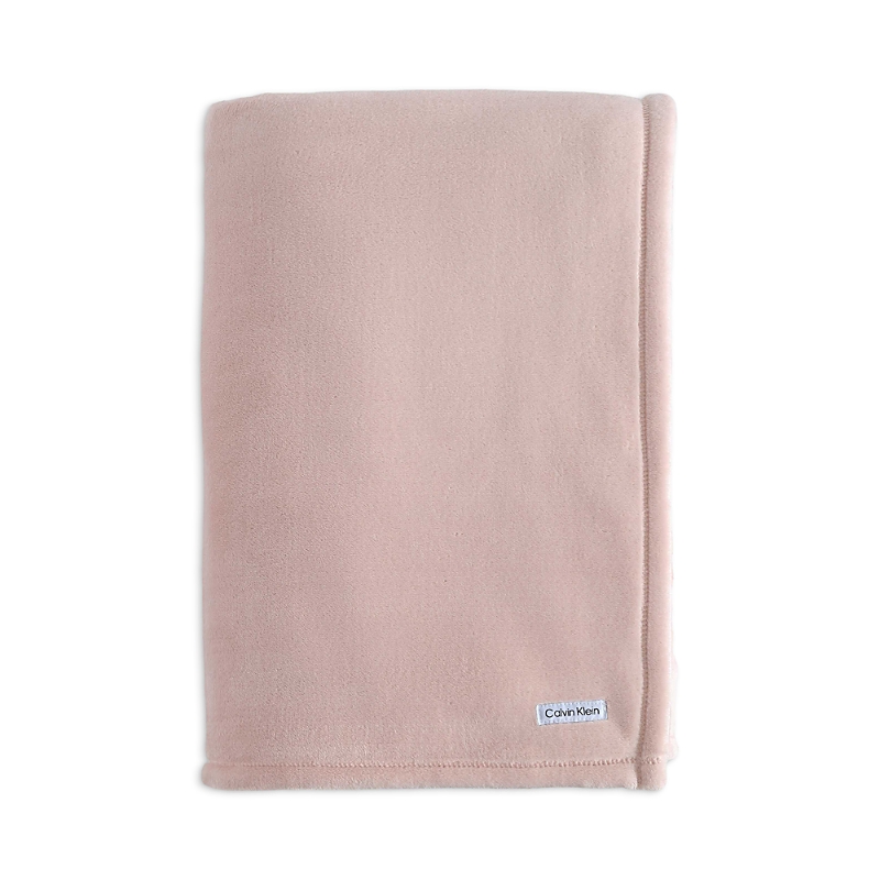 Calvin Klein Core Plush Solid Bed Blanket, Queen In Pink