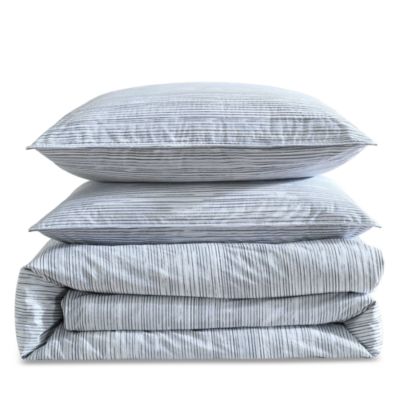 Washed Percale Wavy Stripe 3 Piece Comforter Set, King