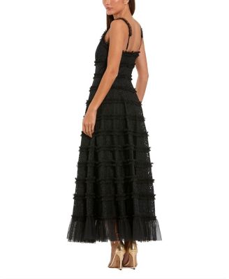 Sleeveless Lace A Line Midi Dress With Ruffles