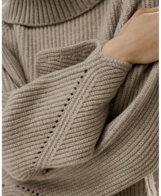 Oversized Merino Wool Sweater with Slit Sleeves