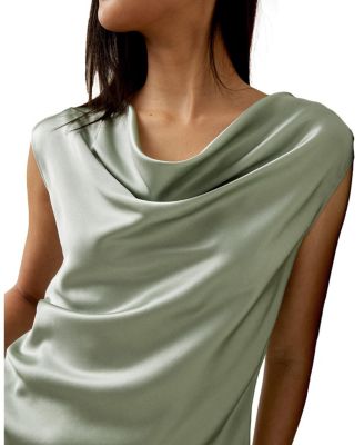 Silk Charmeuse Cowl Neck Top