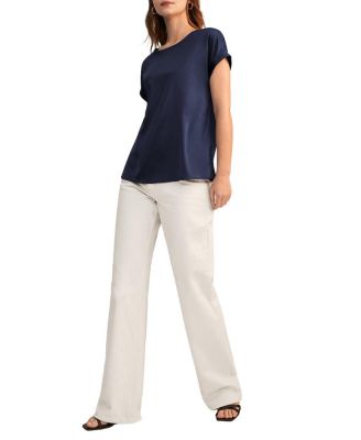 Short Sleeves Round Neck Silk Tee