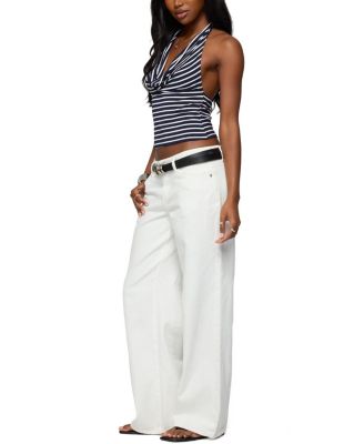 Striped Cowl Neck Halter Top
