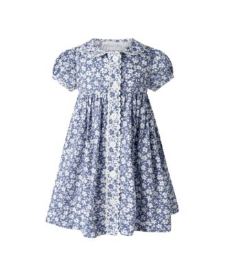  Girls' Blue Floral Button-front Dress and Bloomers - Baby