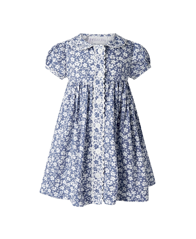 Rachel Riley Girls' Purple Floral Button-front Dress And Bloomers - Baby In Blue