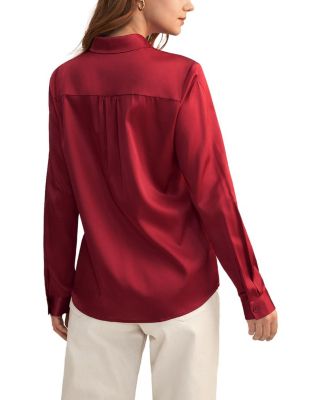 Long Sleeves Collared Silk Blouse