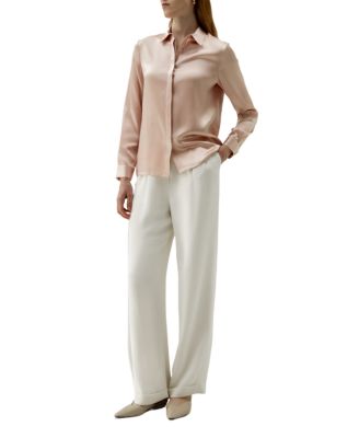 Women's Basic Concealed Placket Silk Shirt