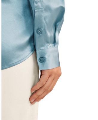 Women's Basic Concealed Placket Silk Shirt