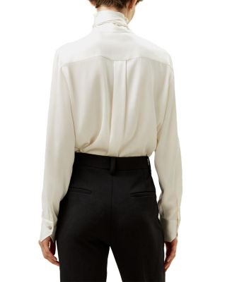 Silk Turtleneck Ribbon Blouse