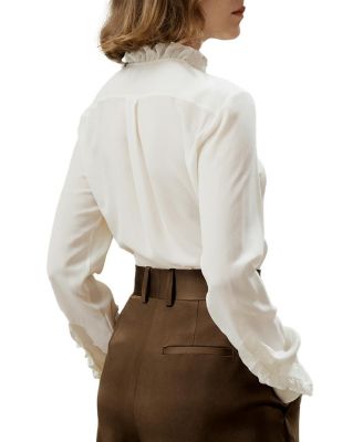 Cr&ecirc;pe de Chine Blouse with Ruffle Edge