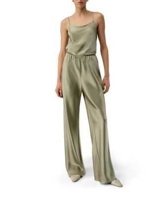 Straight-Leg Silk Satin Pants