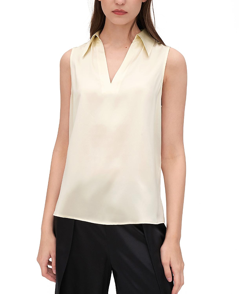 Lilysilk V-Neck Sleeveless Silk Violet Shirt for Women