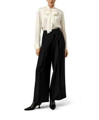 Stretch Silk Wide-Leg Pants