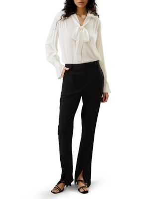 Silk V-Neck Ribbon Blouse