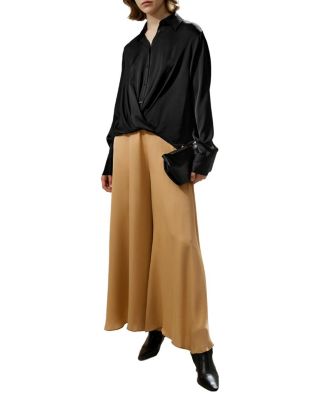 Hem Pleated Silk Blouse