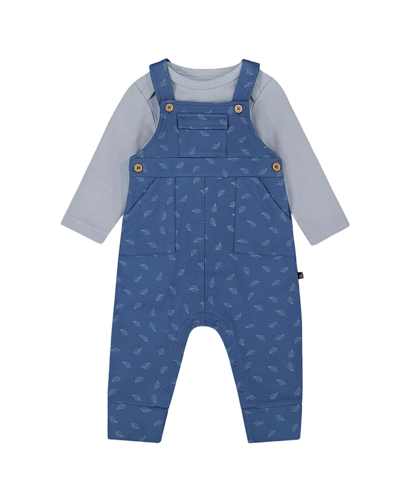 Deux Par Deux Boys' Organic Cotton Onesie And Overalls Set - Baby In Blue