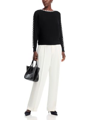 Whipstitch Boat Neck Dolman Sleeve Sweater