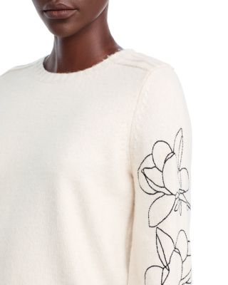 Floral Contrast Crewneck Sweater