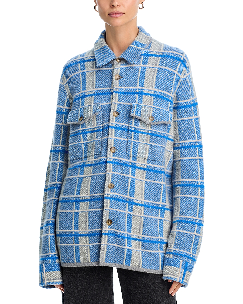 Guest In Residence Cashmere Plaid Work Shirt In Blue