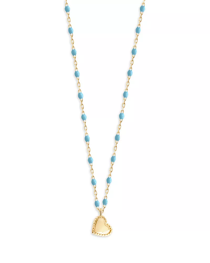 Gigi Clozeau 18K Yellow Gold Mini Gigi Lucky Heart Resin Bead Pendant Necklace, 15-3-15.7