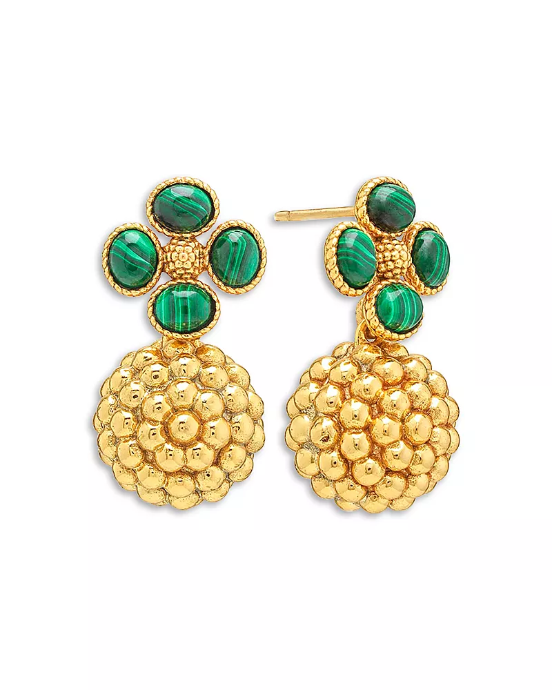 Capucine De Wulf Malachite Berry Clover Drop Earrings