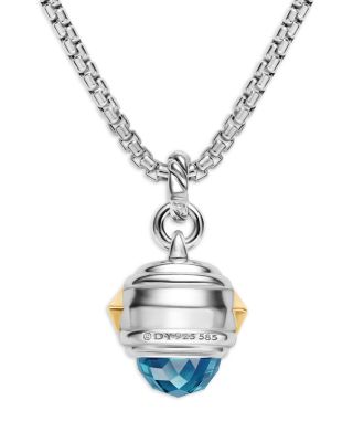 Renaissance&reg; Amulet in Sterling Silver with 14K Yellow Gold, Hampton Blue Topaz, Iolite and Amethyst, 29mm