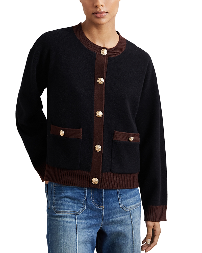 Reiss Olive Tipped Cardigan In Multi