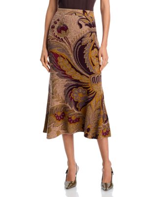 Wool Paisley Trumpet Skirt