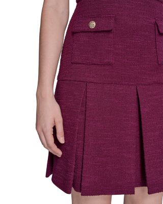 Textured Tweed Square Neck Mini Dress