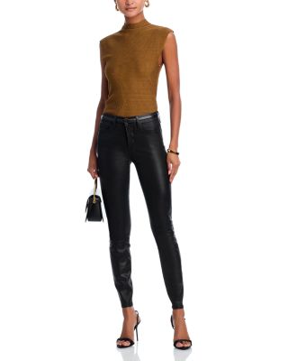 Marguerite Coated High Rise Skinny Jeans in Black Coated